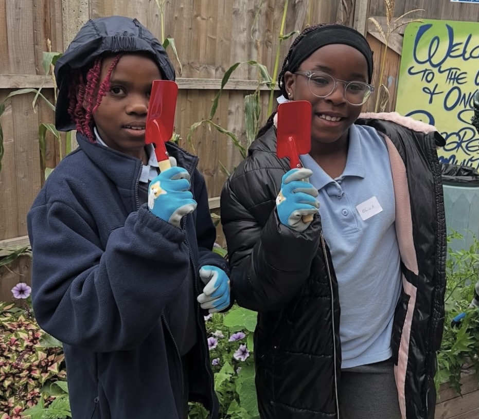 Children learning in the garden